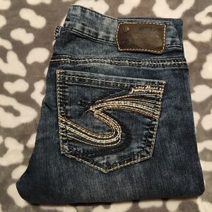 Silver straight leg acid-wash jeans